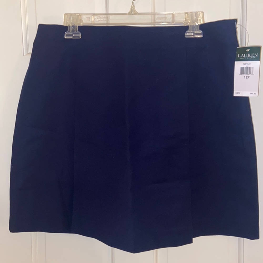 Ralph Lauren Navy Cotton & Elastin Boot Skirt
